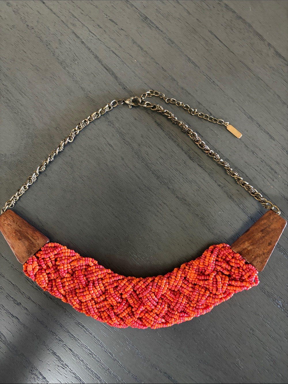Obev Boho Braided Coral Seed Bead Statement Necklace